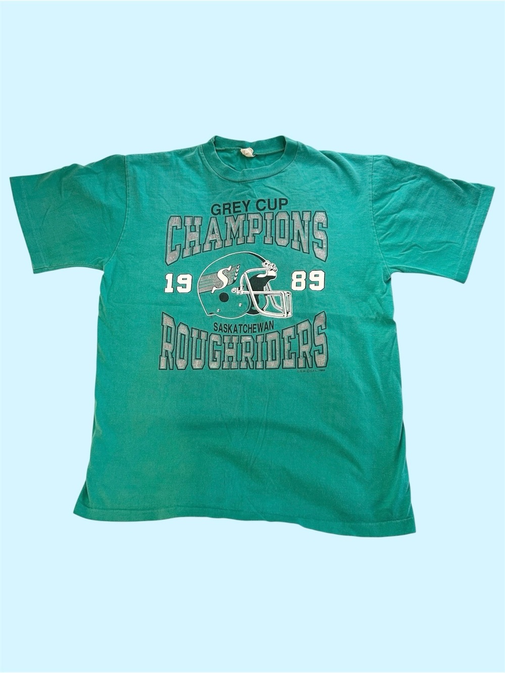 Vintage 80s Grey Cup Champions Saskatchewan Roughriders CFL Graphic Tee Medium
